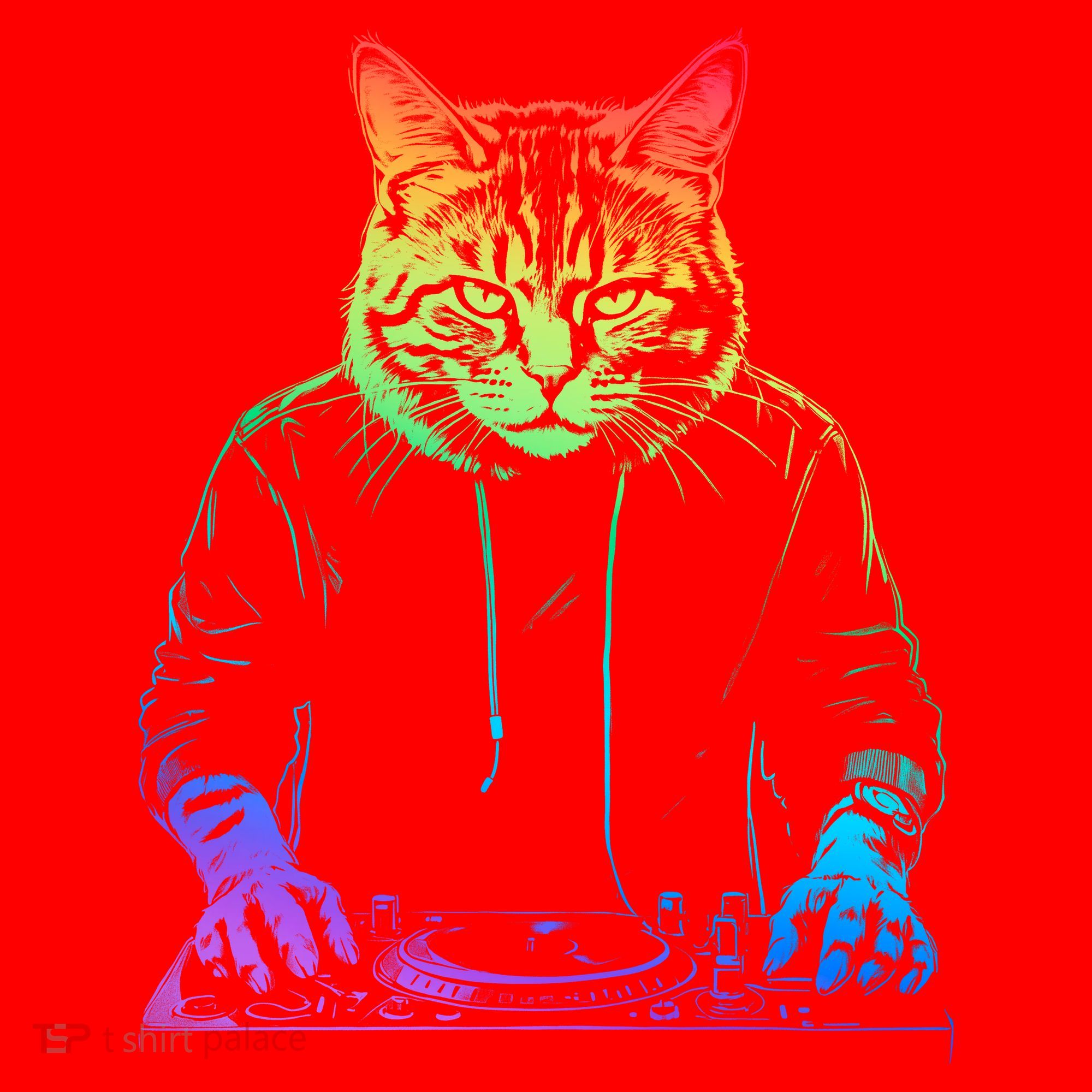 Neon Cat Dj Santa Hat