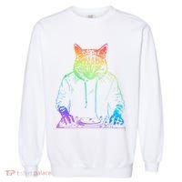Neon Cat Dj Garment-Dyed Sweatshirt thumb 0