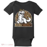 Nanasaurus Cool Dino T Rex Leopard Funny Mothers Day Grandma Baby Bodysuit thumb 0