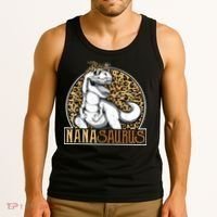Nanasaurus Cool Dino T Rex Leopard Funny Mothers Day Grandma Tank Top thumb 3