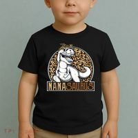 Nanasaurus Cool Dino T Rex Leopard Funny Mothers Day Grandma Toddler T-Shirt thumb 2