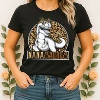 Nanasaurus Cool Dino T Rex Leopard Funny Mothers Day Grandma Women's T-Shirt thumb 2