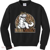 Nanasaurus Cool Dino T Rex Leopard Funny Mothers Day Grandma Kids Sweatshirt thumb 0