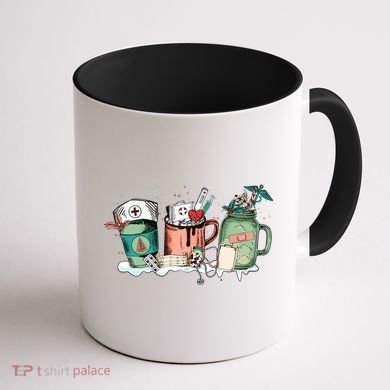 Nurse Christmas Drinks Latte Pills Jar Stethoscope Funny Graphic Oversized Coffee Mug back