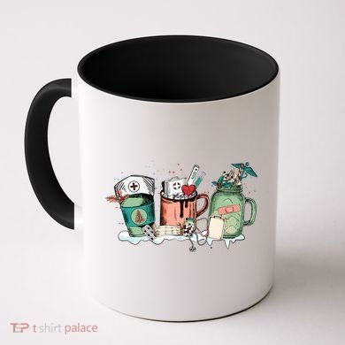 Nurse Christmas Drinks Latte Pills Jar Stethoscope Funny Graphic Oversized Coffee Mug