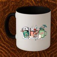 Nurse Christmas Drinks Latte Pills Jar Stethoscope Funny Graphic Oversized Coffee Mug thumb 2