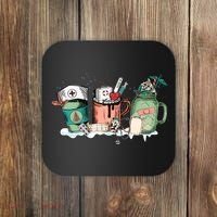 Nurse Christmas Drinks Latte Pills Jar Stethoscope Funny Graphic Oversized Coaster thumb 0