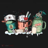 Nurse Christmas Drinks Latte Pills Jar Stethoscope Funny Graphic Oversized Women's Hoodie thumb 2
