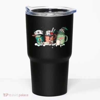 Nurse Christmas Drinks Latte Pills Jar Stethoscope Funny Graphic Oversized Tumbler