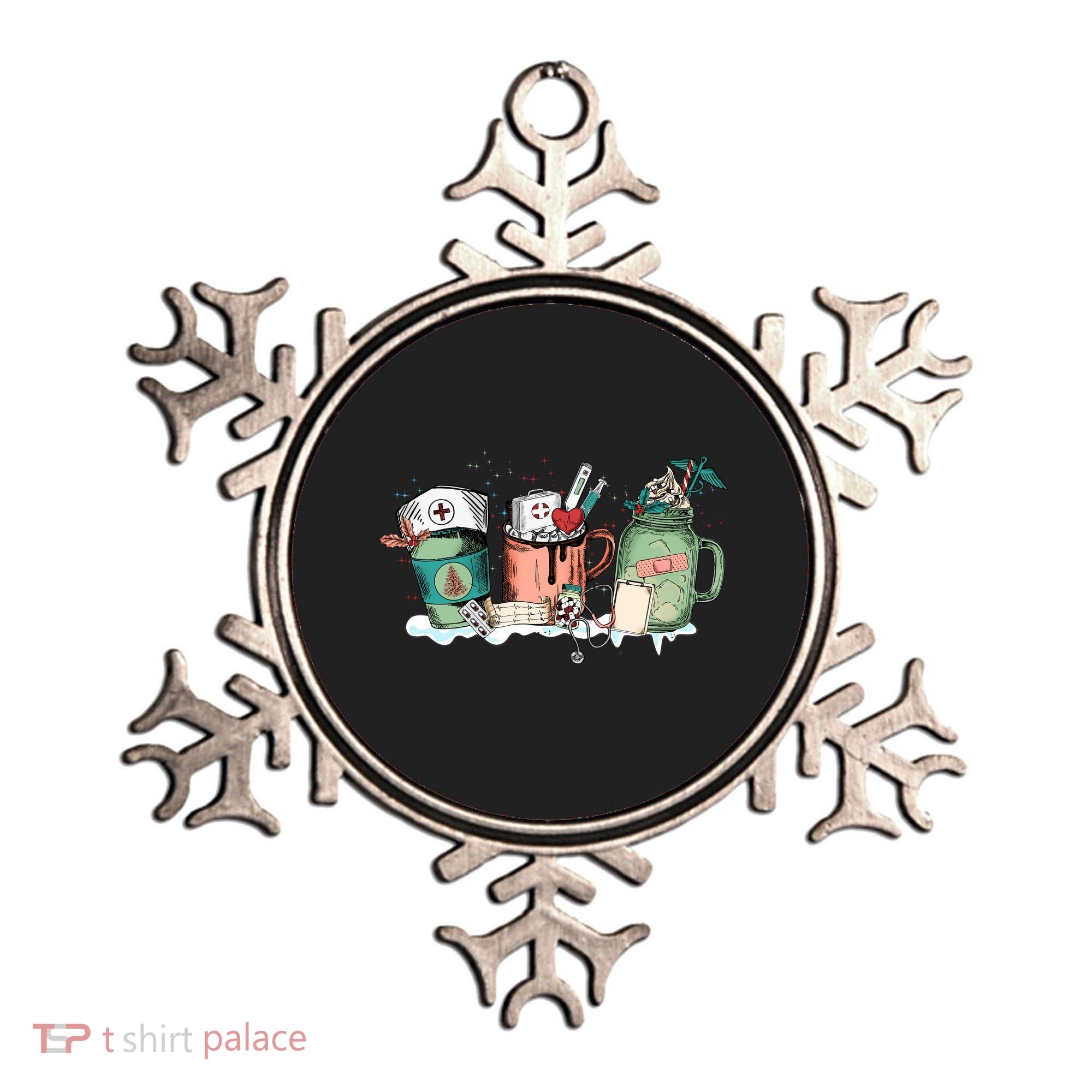 Nurse Christmas Drinks Latte Pills Jar Stethoscope Funny Graphic Oversized Ornament
