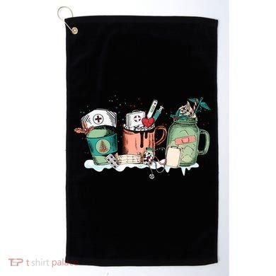 Nurse Christmas Drinks Latte Pills Jar Stethoscope Funny Graphic Oversized Golf Towel