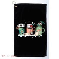 Nurse Christmas Drinks Latte Pills Jar Stethoscope Funny Graphic Oversized Golf Towel thumb 0