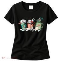 Nurse Christmas Drinks Latte Pills Jar Stethoscope Funny Graphic Oversized Women's T-Shirt thumb 0