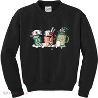 Nurse Christmas Drinks Latte Pills Jar Stethoscope Funny Graphic Oversized Kids Sweatshirt thumb 0