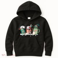 Nurse Christmas Drinks Latte Pills Jar Stethoscope Funny Graphic Oversized Kids Hoodie thumb 0
