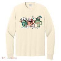 Nurse Christmas Drinks Latte Pills Jar Stethoscope Funny Graphic Oversized Long Sleeve Shirt thumb 0