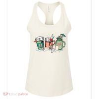 Nurse Christmas Drinks Latte Pills Jar Stethoscope Funny Graphic Oversized Women's Tank Top thumb 0