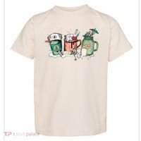 Nurse Christmas Drinks Latte Pills Jar Stethoscope Funny Graphic Oversized Toddler T-Shirt thumb 0