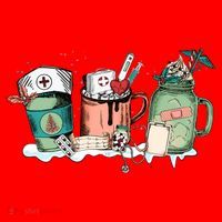 Nurse Christmas Drinks Latte Pills Jar Stethoscope Funny Graphic Oversized Santa Hat thumb 1