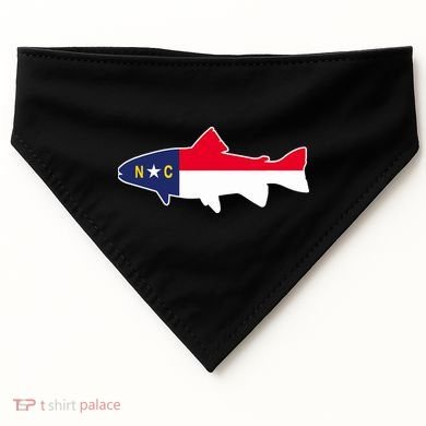 North Carolina Flag with Trout Fish USA-Made Doggie Bandana