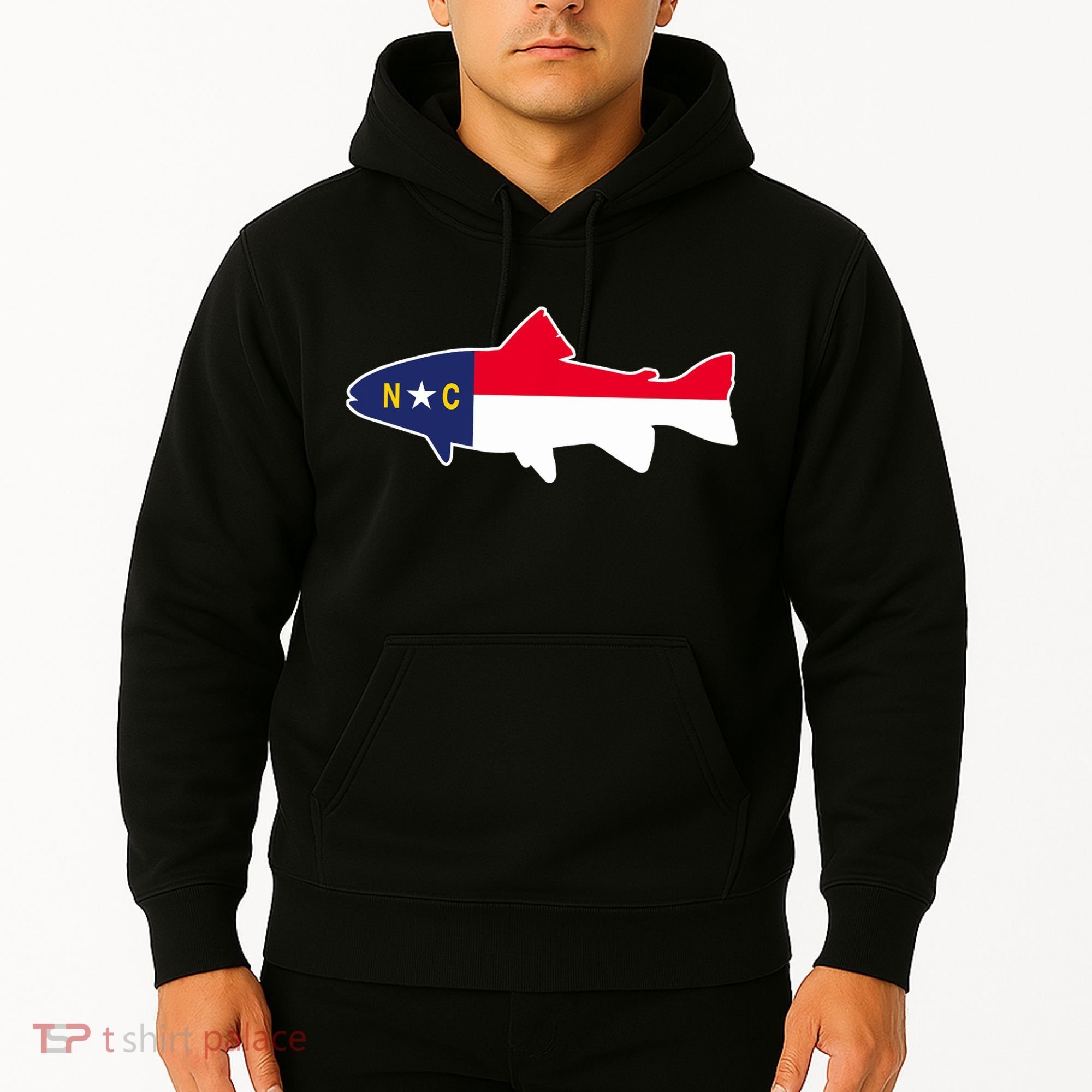 North Carolina Flag with Trout Fish Hoodie