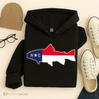 North Carolina Flag with Trout Fish Hoodie thumb 4