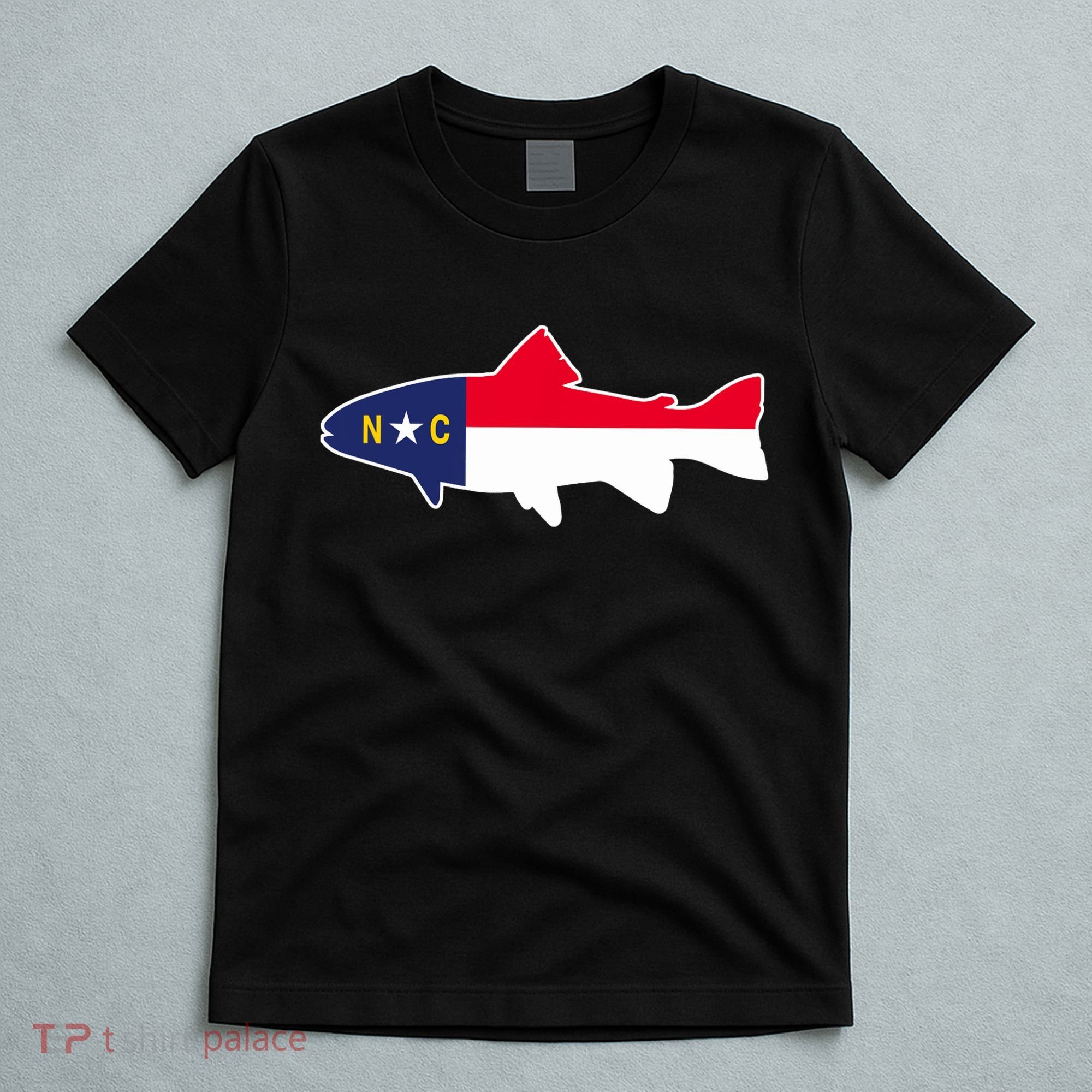 North Carolina Flag with Trout Fish T-Shirt