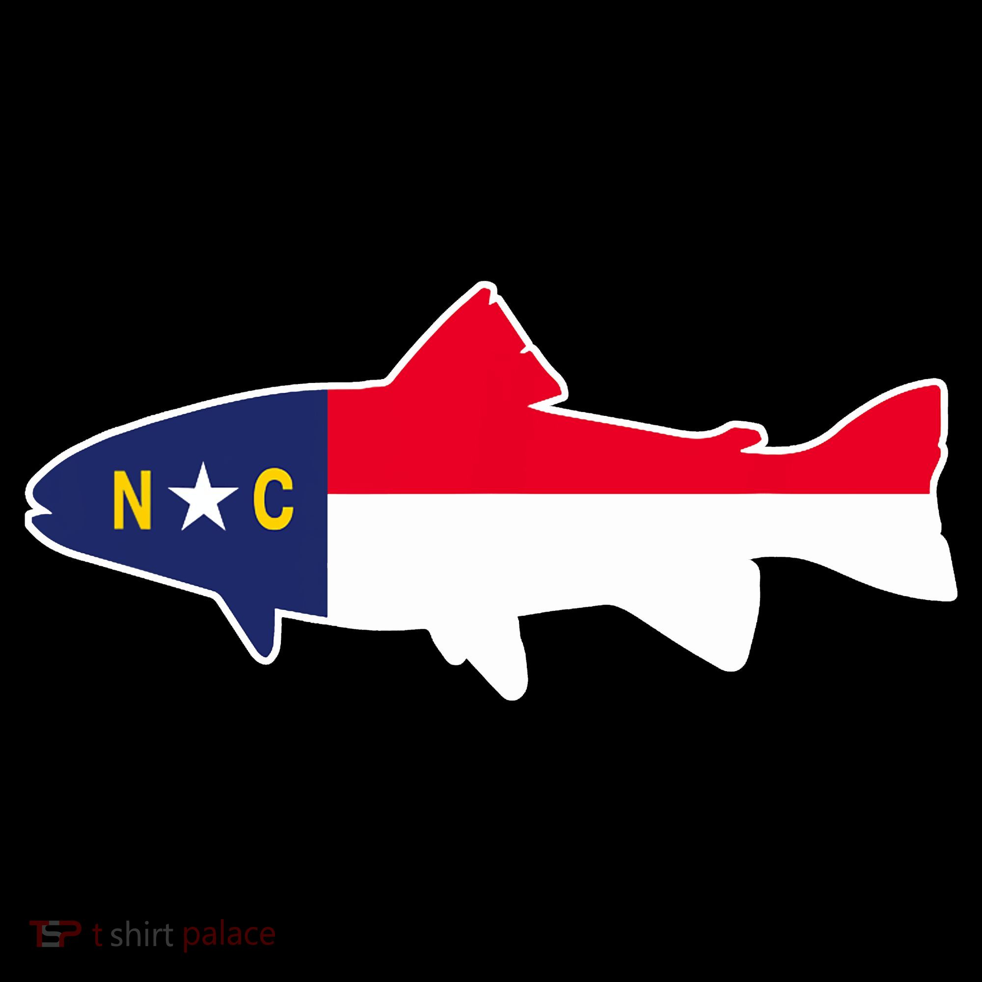 North Carolina Flag with Trout Fish T-Shirt