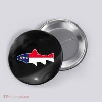 North Carolina Flag with Trout Fish Button thumb 0