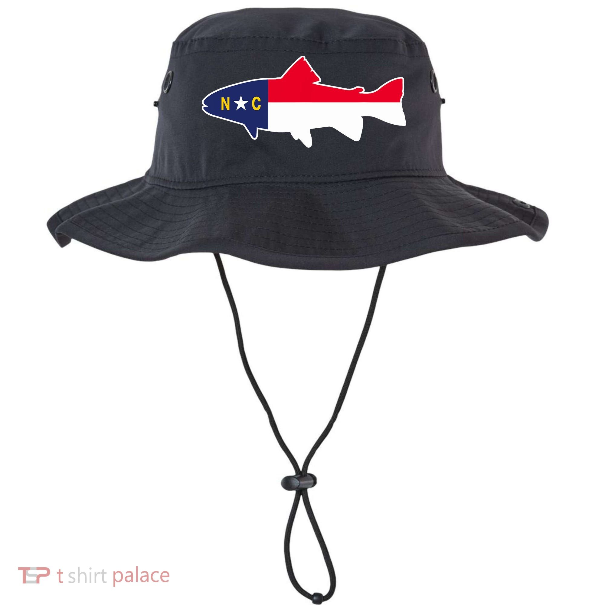 North Carolina Flag with Trout Fish Bucket Hat