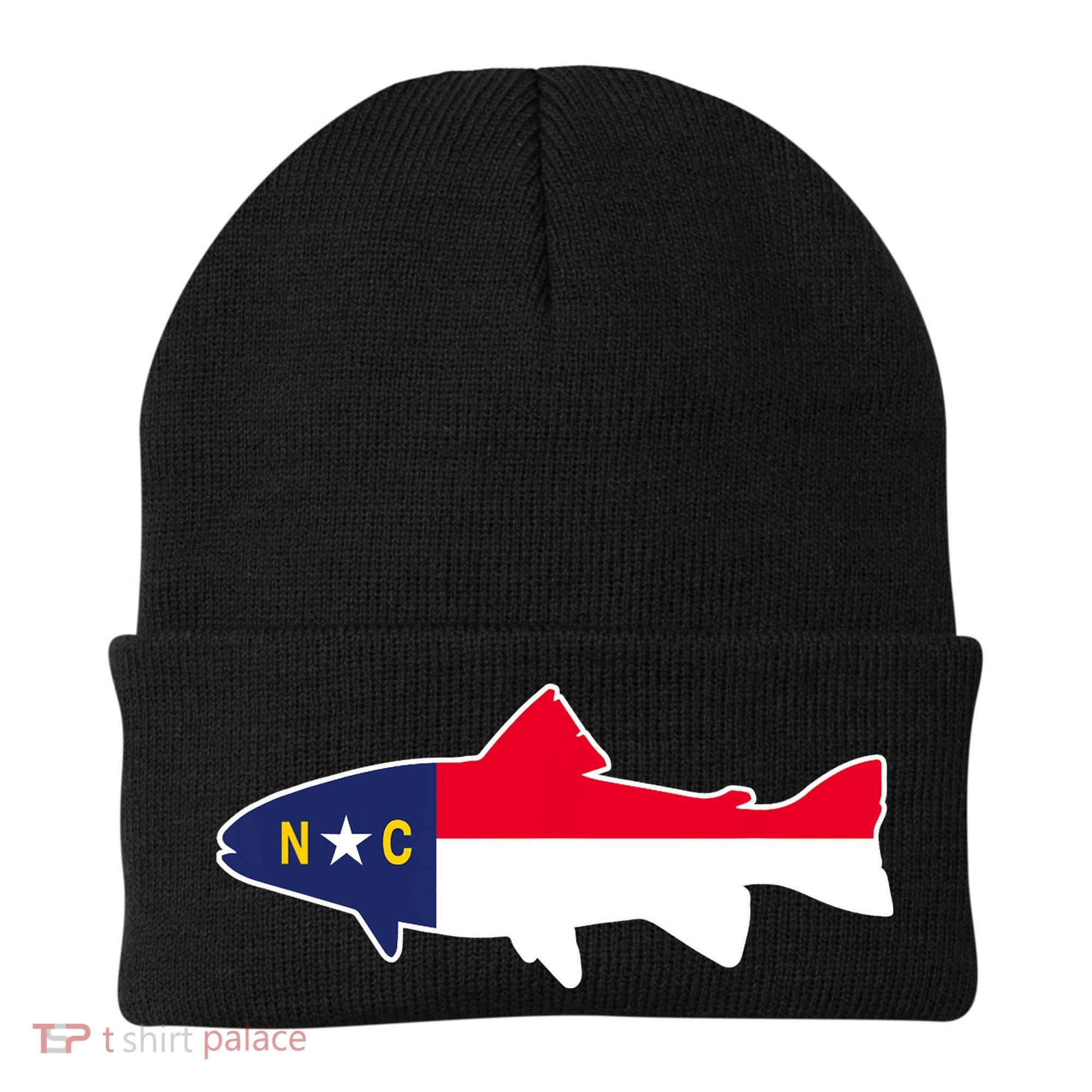 North Carolina Flag with Trout Fish Beanie