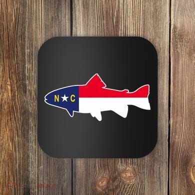North Carolina Flag with Trout Fish Coaster