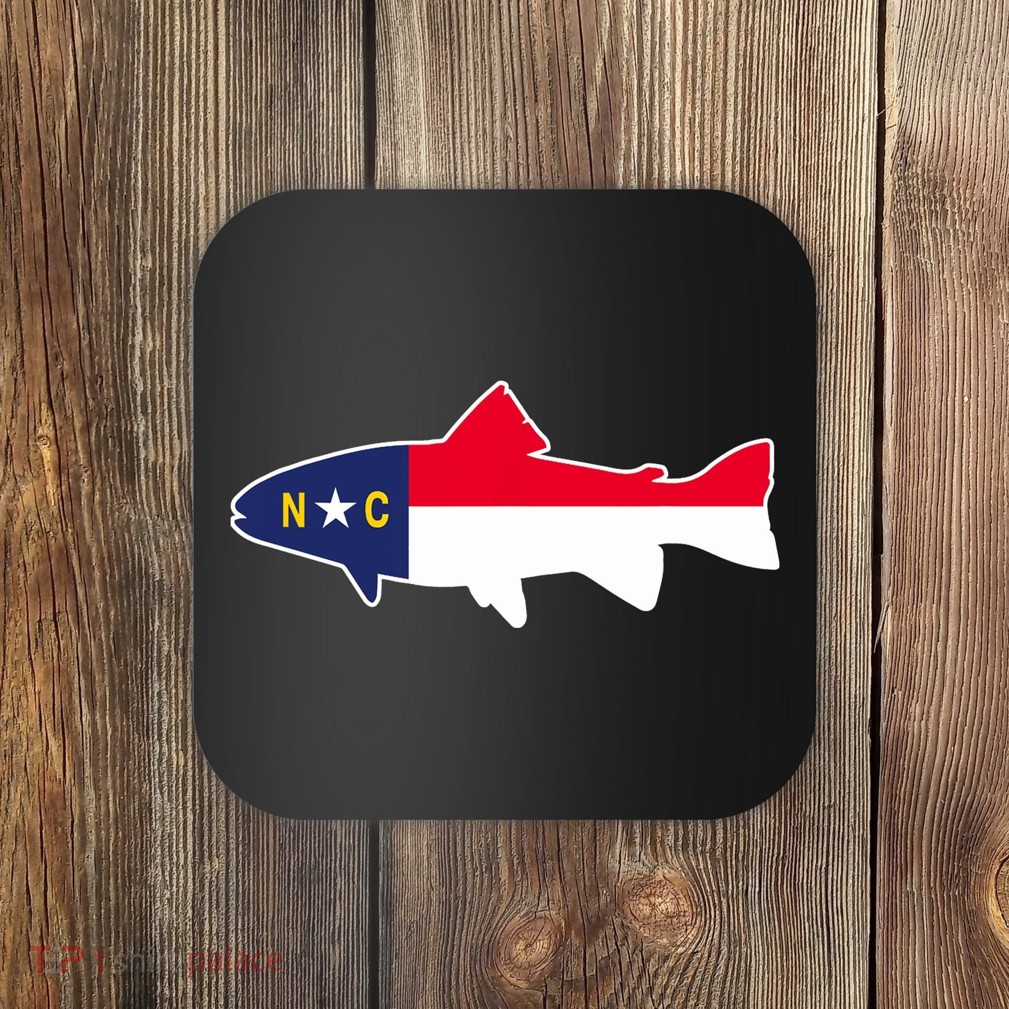 North Carolina Flag with Trout Fish Coaster
