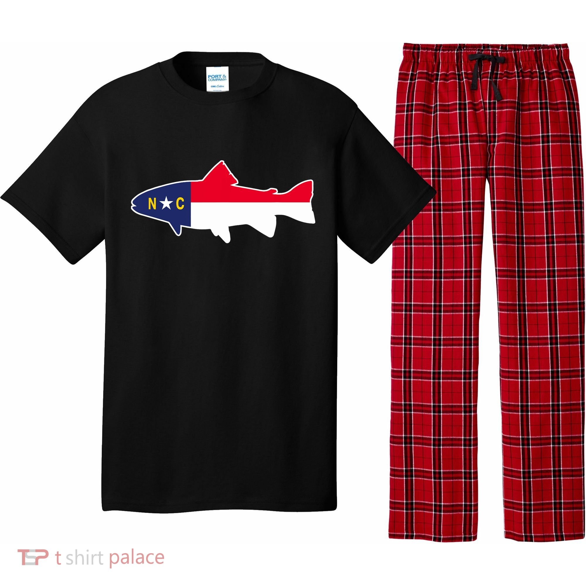 North Carolina Flag with Trout Fish Pajama Set