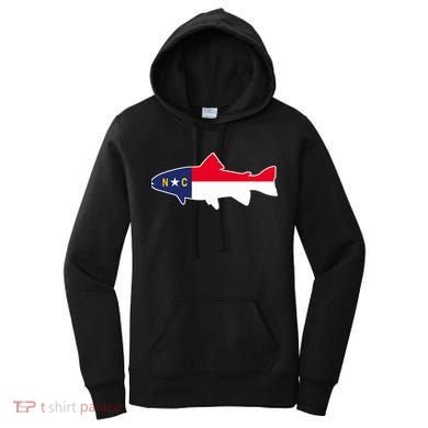 North Carolina Flag with Trout Fish Women's Hoodie