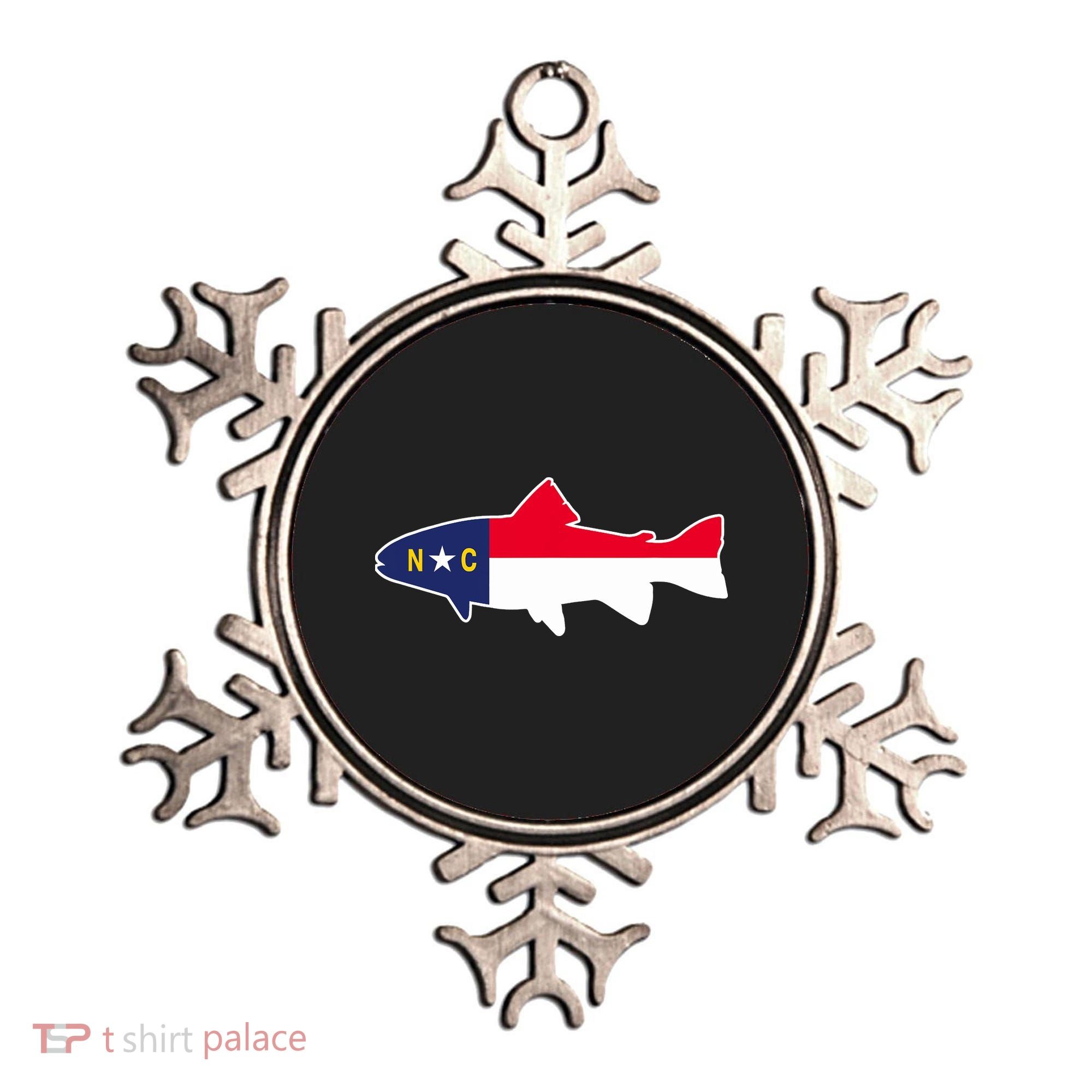 North Carolina Flag with Trout Fish Ornament