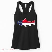 North Carolina Flag with Trout Fish Women's Tank Top thumb 0