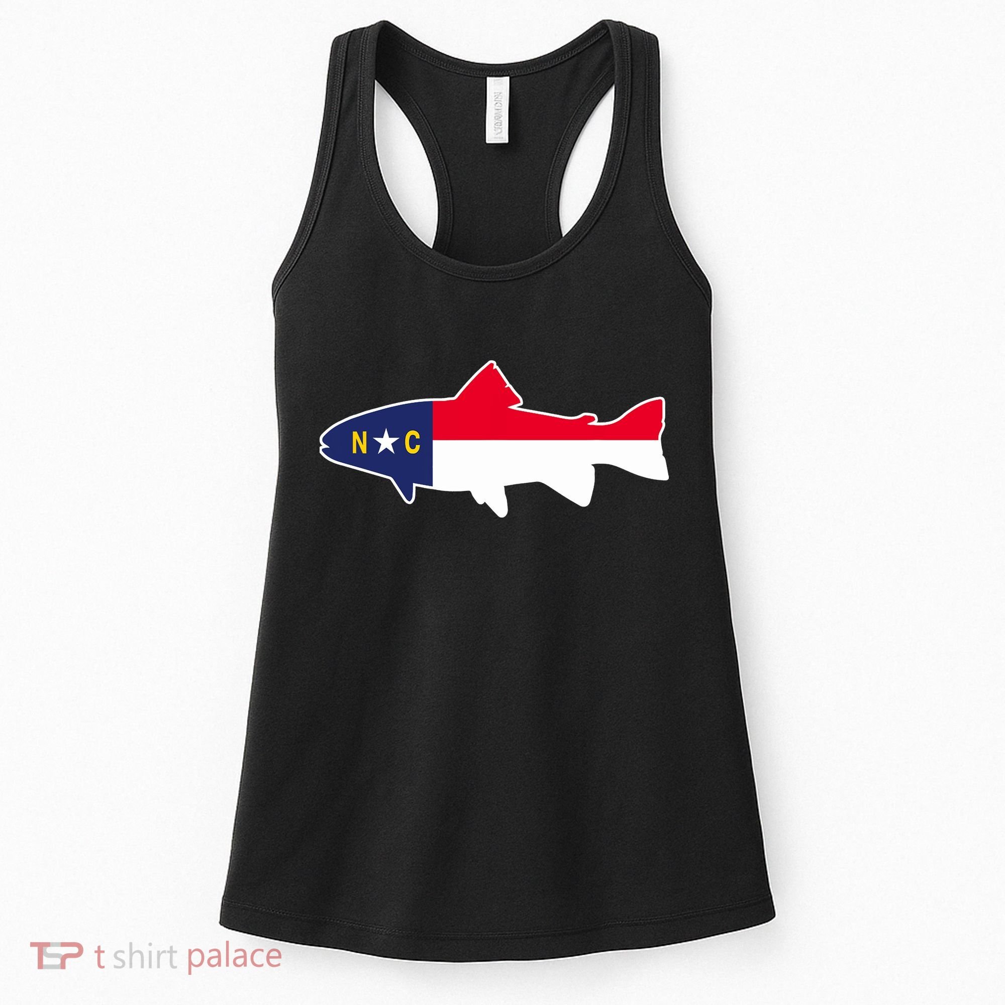 North Carolina Flag with Trout Fish Women's Tank Top