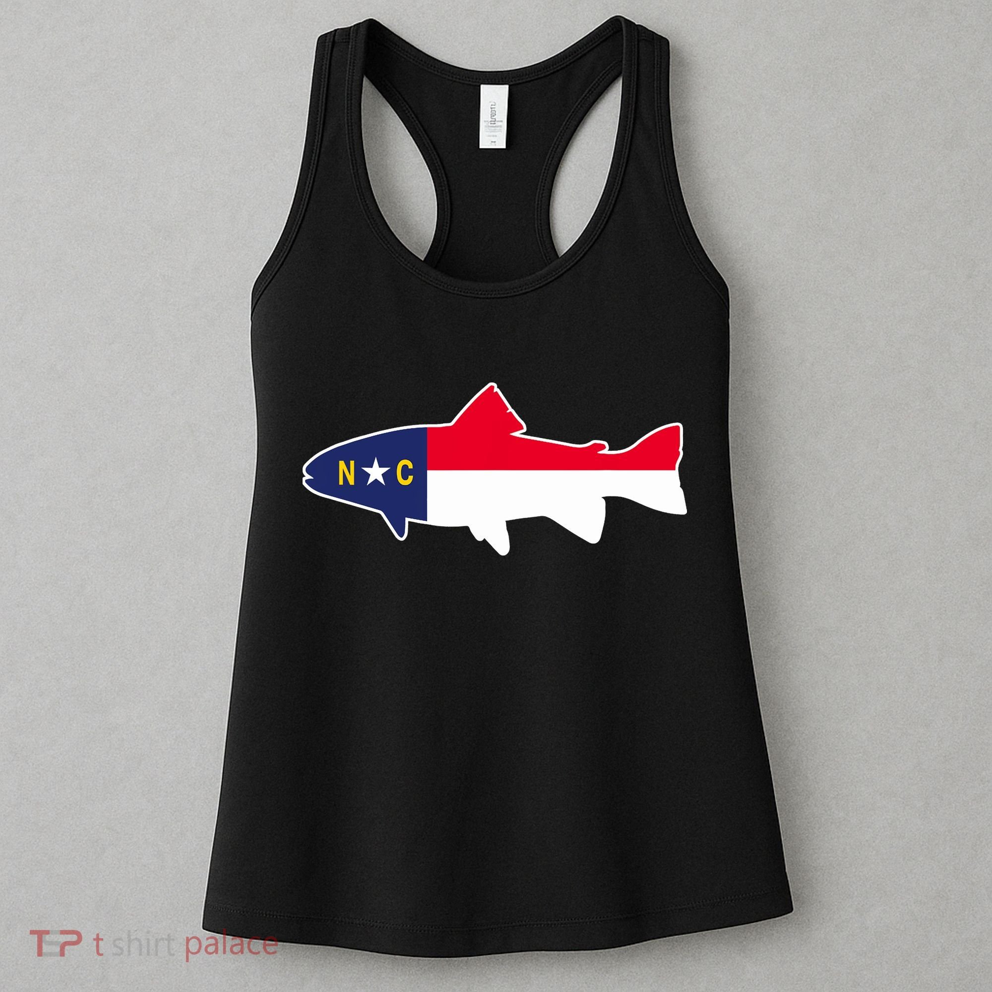 North Carolina Flag with Trout Fish Women's Tank Top