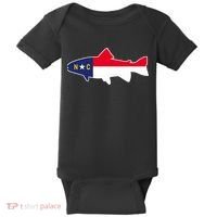 North Carolina Flag with Trout Fish Baby Bodysuit thumb 0
