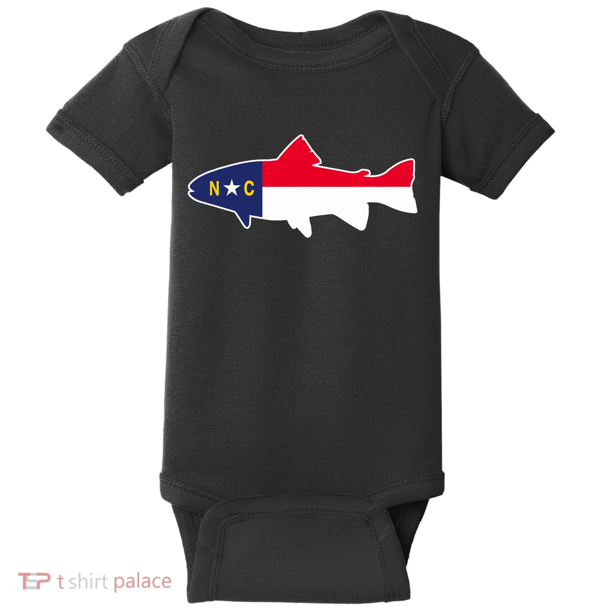 North Carolina Flag with Trout Fish Baby Bodysuit