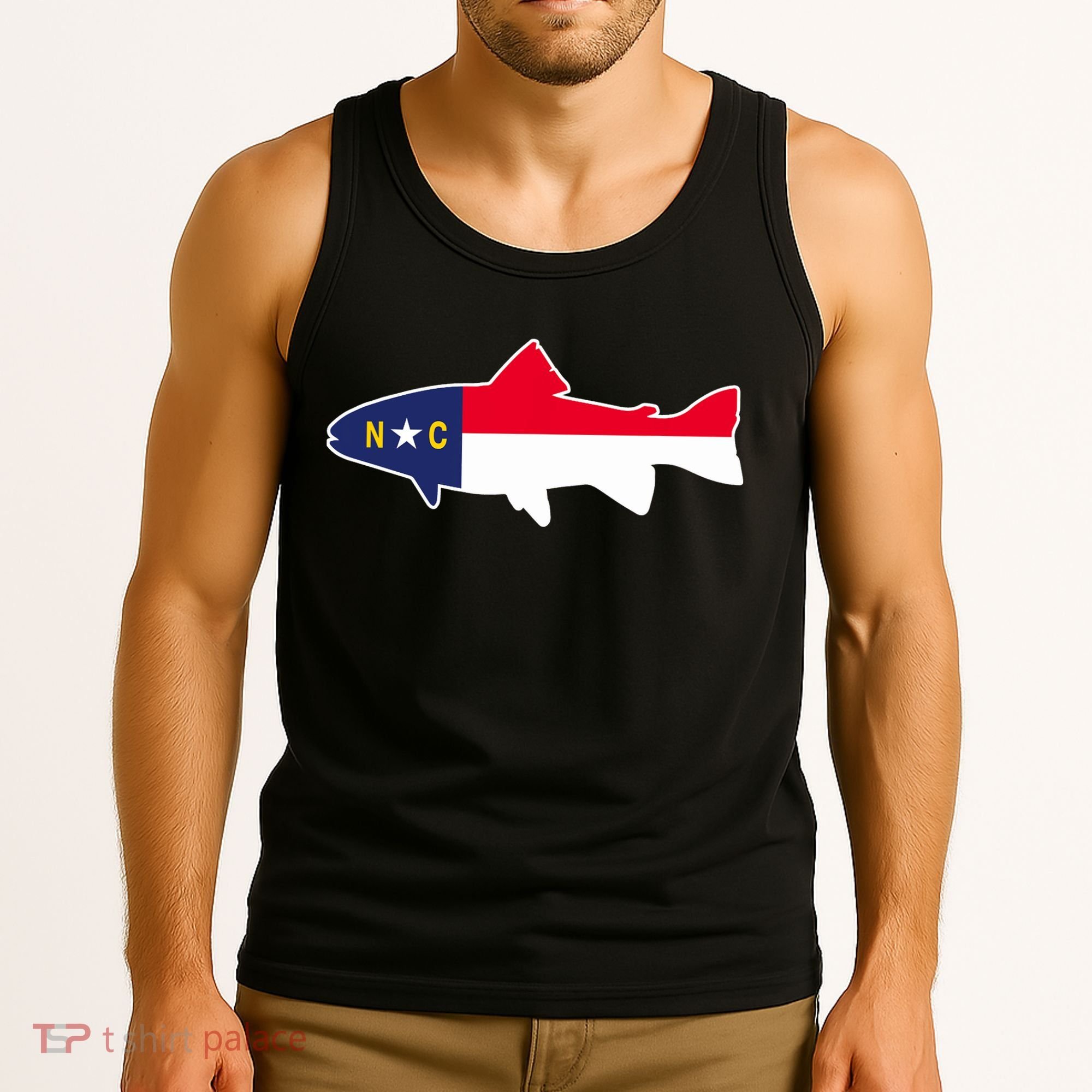 North Carolina Flag with Trout Fish Tank Top