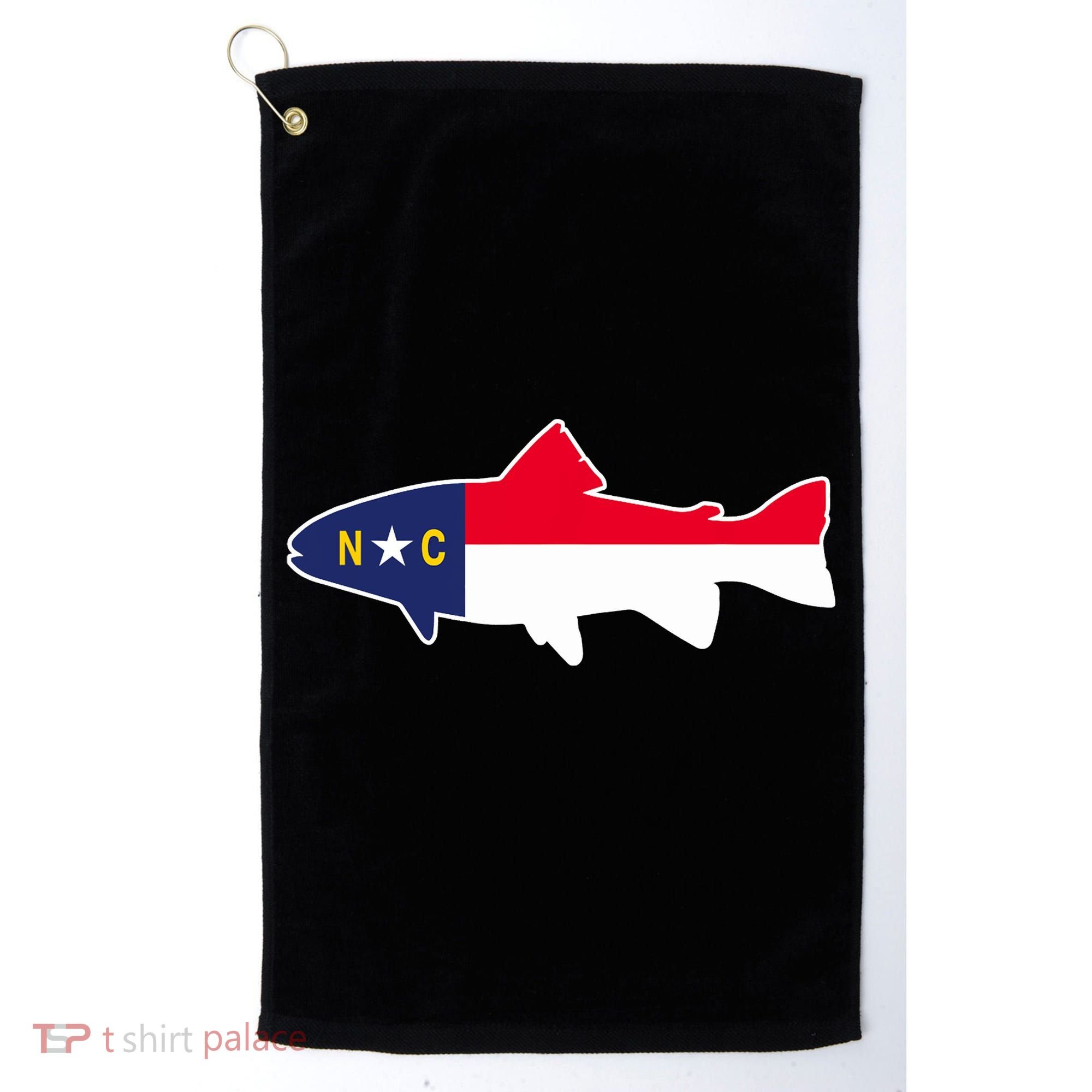 North Carolina Flag with Trout Fish Golf Towel