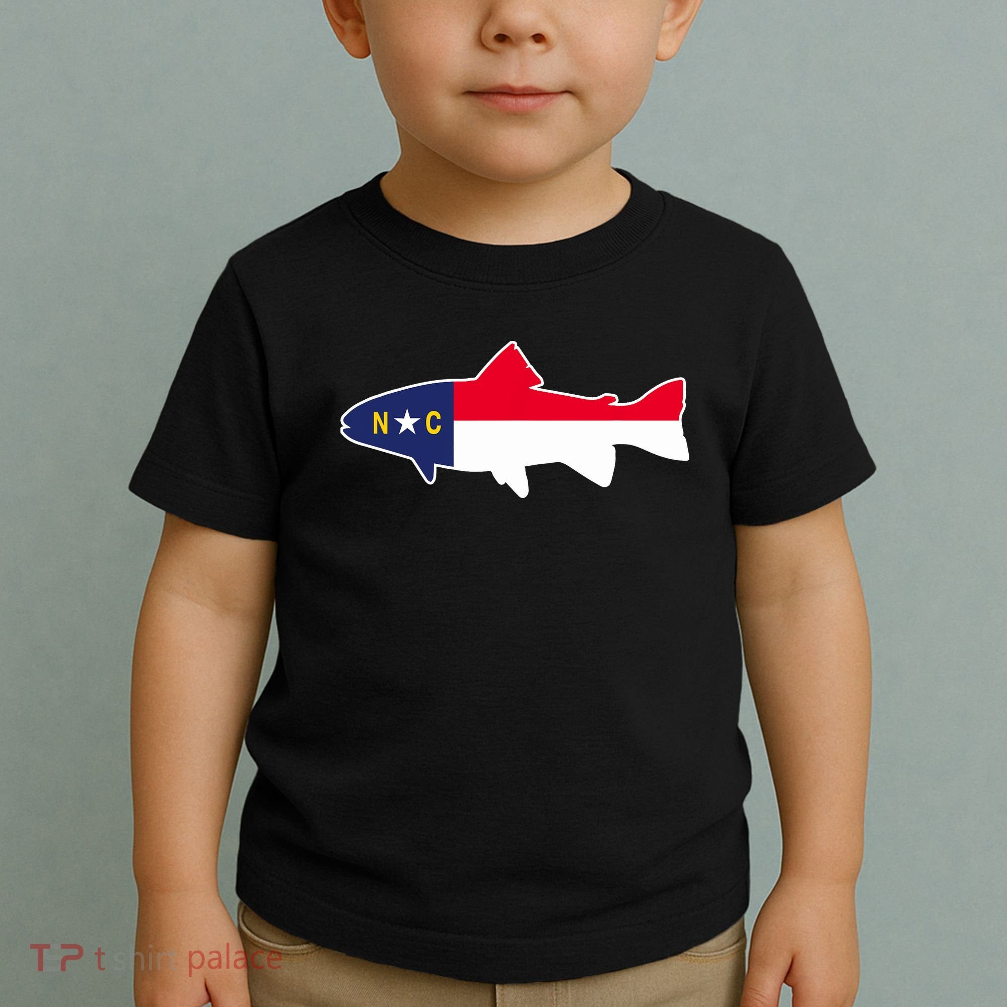 North Carolina Flag with Trout Fish Toddler T-Shirt