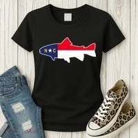 North Carolina Flag with Trout Fish Women's T-Shirt thumb 3