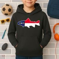 North Carolina Flag with Trout Fish Kids Hoodie thumb 2