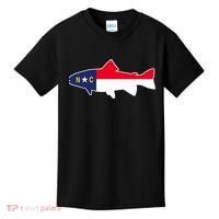 North Carolina Flag with Trout Fish Kids T-Shirt thumb 0