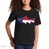 North Carolina Flag with Trout Fish Kids T-Shirt thumb 2