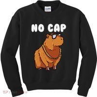 No Cap Funny Capybara Ok I Pull Up Dank Meme Kids Sweatshirt thumb 0