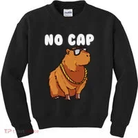 No Cap Funny Capybara Ok I Pull Up Dank Meme Kids Sweatshirt thumb 0
